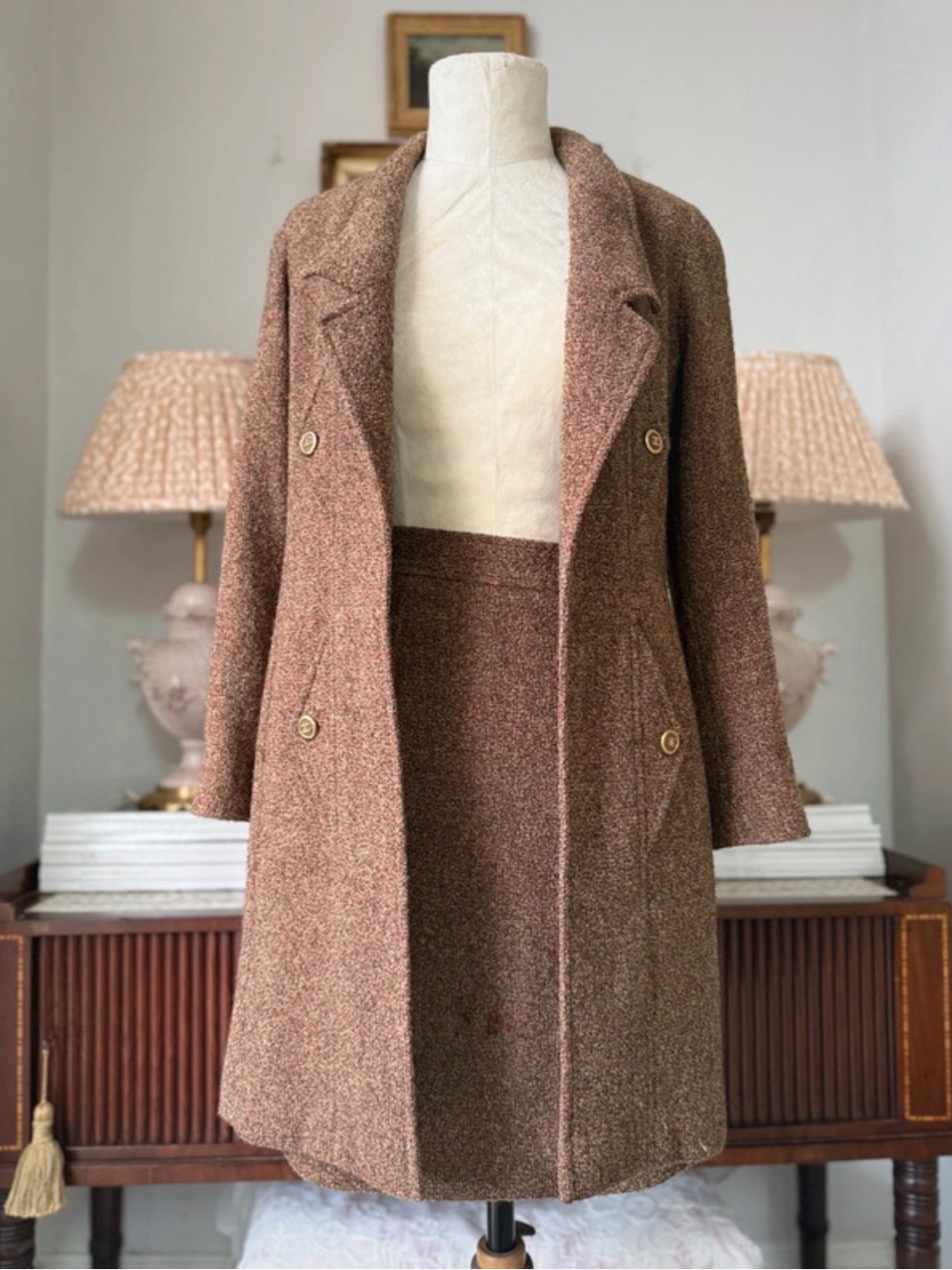 Chanel wool skirt suit set size 34